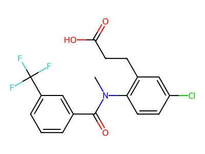Benzenepropanoic acid, 5-chloro-2-(methyl(3-(trifluoromethyl)benzoyl)amino)- structure