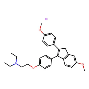 Triethylamine, 2-(p-(6-methoxy-2-(p-methoxyphenyl)-3-indenyl)phenoxy)-, hydriodide structure