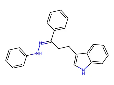 N-[[3-(1H-indol-3-yl)-1-phenylpropylidene]amino]aniline structure