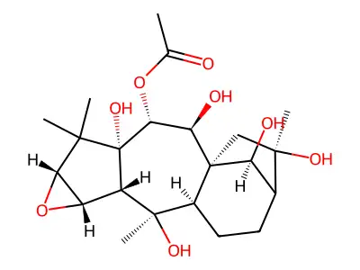 Grayanotoxane-5,6,7,10,14,16-hexol, 2,3-epoxy-, 6-acetate, (2beta,3beta,6beta,7alpha,14R)- structure
