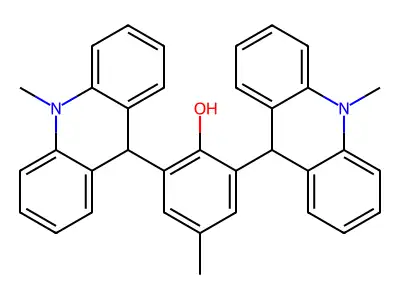 Phenol, 2,6-bis(9,10-dihydro-10-methyl-9-acridinyl)-4-methyl- structure