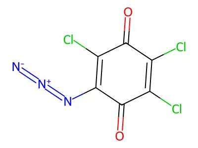 2-Azido-3,5,6-trichlorocyclohexa-2,5-diene-1,4-dione structure
