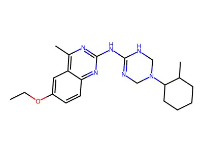 6-ethoxy-4-methyl-N-[5-(2-methylcyclohexyl)-1,4,5,6-tetrahydro-1,3,5-triazin-2-yl]quinazolin-2-amine structure