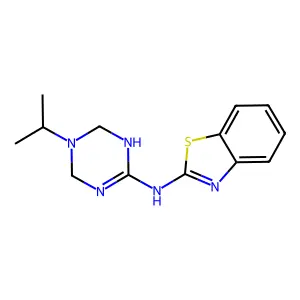 N-(1,3-benzothiazol-2-yl)-N-(5-isopropyl-1,4,5,6-tetrahydro-1,3,5-triazin-2-yl)amine structure