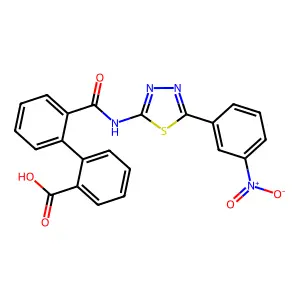 2-[2-[[5-(3-nitrophenyl)-1,3,4-thiadiazol-2-yl]carbamoyl]phenyl]benzoic Acid structure