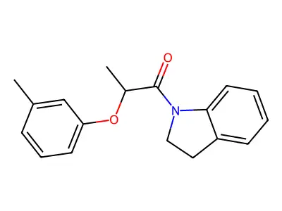 1-(2,3-Dihydroindol-1-yl)-2-(3-methylphenoxy)propan-1-one structure