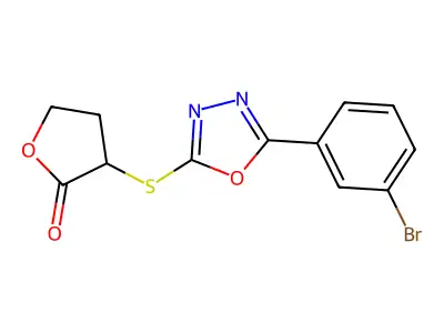 3-{[5-(3-bromophenyl)-1,3,4-oxadiazol-2-yl]sulfanyl}dihydrofuran-2(3H)-one structure