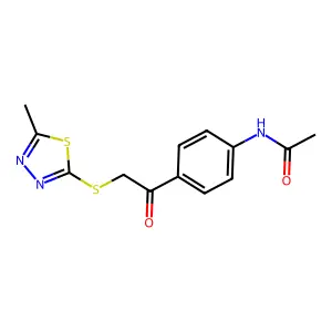 N-[4-[2-[(5-methyl-1,3,4-thiadiazol-2-yl)sulfanyl]acetyl]phenyl]acetamide structure