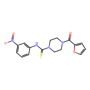 4-(furan-2-carbonyl)-N-(3-nitrophenyl)piperazine-1-carbothioamide structure