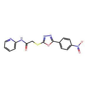 2-[[5-(4-nitrophenyl)-1,3,4-oxadiazol-2-yl]thio]-N-(2-pyridinyl)acetamide structure