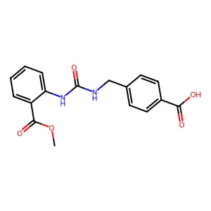4-[({[2-(Methoxycarbonyl)phenyl]carbamoyl}amino)methyl]benzoic acid structure
