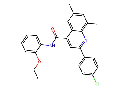 2-(4-chlorophenyl)-N-(2-ethoxyphenyl)-6,8-dimethylquinoline-4-carboxamide structure