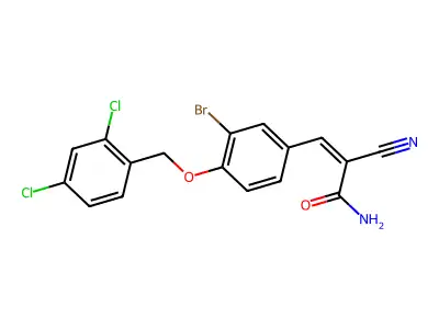 3-[3-Bromo-4-[(2,4-dichlorophenyl)methoxy]phenyl]-2-cyano-2-propenamide structure