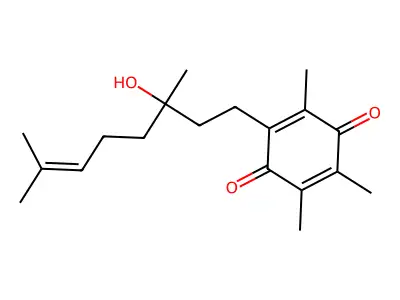 2,5-Cyclohexadiene-1,4-dione, 2-(3-hydroxy-3,7-dimethyl-6-octenyl)-3,5,6-trimethyl- structure