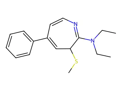 N,N-diethyl-3-methylsulfanyl-5-phenyl-3H-azepin-2-amine structure