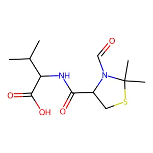 N-(3-Formyl-2,2-dimethyl-1,3-thiazolidine-4-carbonyl)valine structure