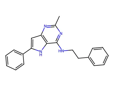 5H-Pyrrolo(3,2-d)pyrimidin-4-amine, 2-methyl-6-phenyl-N-(2-phenylethyl)- structure