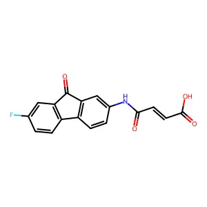 4-((7-fluoro-9-oxo-9H-fluoren-2-yl)amino)-4-oxo-2-butenoic acid structure