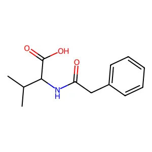 (2S)-3-methyl-2-(2-phenylacetamido)butanoic acid structure