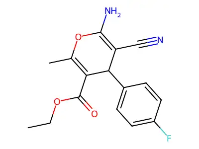 ethyl 6-amino-5-cyano-4-(4-fluorophenyl)-2-methyl-4H-pyran-3-carboxylate structure