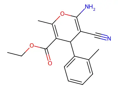 ethyl 6-amino-5-cyano-2-methyl-4-(2-methylphenyl)-4H-pyran-3-carboxylate structure