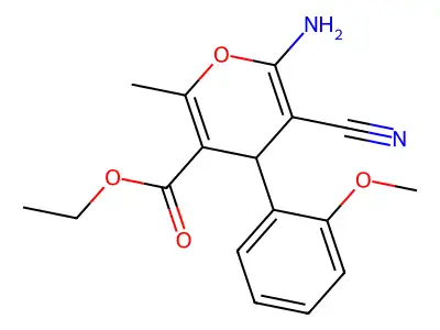 ethyl 6-amino-5-cyano-4-(2-methoxyphenyl)-2-methyl-4H-pyran-3-carboxylate structure
