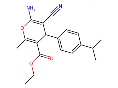 ethyl 6-amino-5-cyano-4-(4-isopropylphenyl)-2-methyl-4H-pyran-3-carboxylate structure