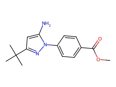 methyl 4-(5-amino-3-tert-butyl-1H-pyrazol-1-yl)benzoate structure