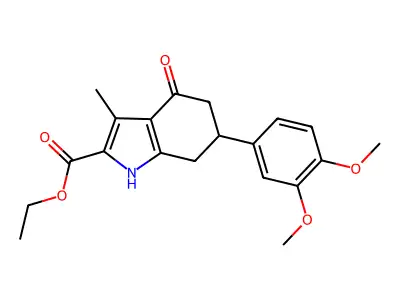 ethyl 6-(3,4-dimethoxyphenyl)-3-methyl-4-oxo-4,5,6,7-tetrahydro-1H-indole-2-carboxylate structure