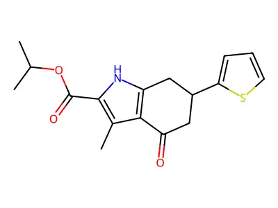 propan-2-yl 3-methyl-4-oxo-6-(thiophen-2-yl)-4,5,6,7-tetrahydro-1H-indole-2-carboxylate structure