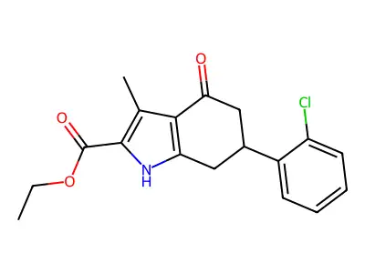 ethyl 6-(2-chlorophenyl)-3-methyl-4-oxo-4,5,6,7-tetrahydro-1H-indole-2-carboxylate structure