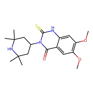 6,7-dimethoxy-2-sulfanylidene-3-(2,2,6,6-tetramethylpiperidin-4-yl)-1H-quinazolin-4-one structure