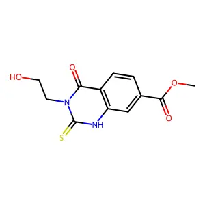 Methyl 3-(2-hydroxyethyl)-4-oxo-2-sulfanyl-3,4-dihydroquinazoline-7-carboxylate structure