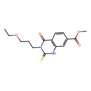 methyl 3-(3-ethoxypropyl)-4-oxo-2-thioxo-1,2,3,4-tetrahydroquinazoline-7-carboxylate structure