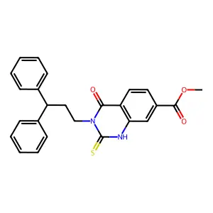 Methyl 3-(3,3-diphenylpropyl)-4-oxo-2-sulfanylidene-1H-quinazoline-7-carboxylate structure