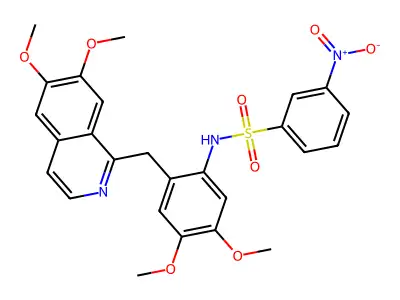 N-[2-[(6,7-dimethoxyisoquinolin-1-yl)methyl]-4,5-dimethoxyphenyl]-3-nitrobenzenesulfonamide structure