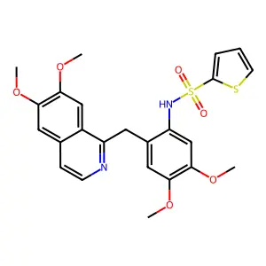 N-[2-[(6,7-dimethoxyisoquinolin-1-yl)methyl]-4,5-dimethoxyphenyl]thiophene-2-sulfonamide structure