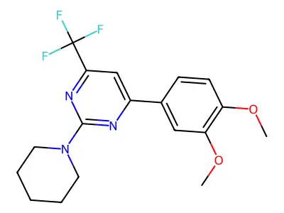 4-(3,4-Dimethoxyphenyl)-2-(1-piperidinyl)-6-(trifluoromethyl)pyrimidine structure