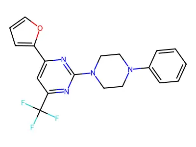 4-(Furan-2-yl)-2-(4-phenylpiperazin-1-yl)-6-(trifluoromethyl)pyrimidine structure