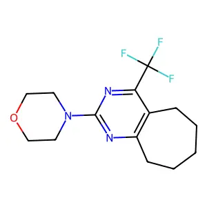 4-[4-(trifluoromethyl)-6,7,8,9-tetrahydro-5H-cyclohepta[d]pyrimidin-2-yl]morpholine structure