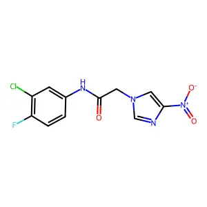 N-(3-chloro-4-fluorophenyl)-2-(4-nitroimidazol-1-yl)acetamide structure