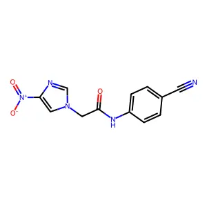 N-(4-cyanophenyl)-2-(4-nitroimidazol-1-yl)acetamide structure
