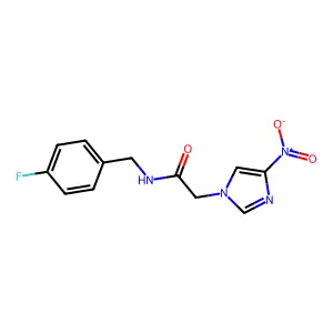 N-(4-fluorobenzyl)-2-{4-nitro-1H-imidazol-1-yl}acetamide structure
