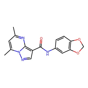 N-(1,3-benzodioxol-5-yl)-5,7-dimethylpyrazolo[1,5-a]pyrimidine-3-carboxamide structure