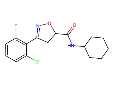3-(2-chloro-6-fluorophenyl)-N-cyclohexyl-4,5-dihydro-5-isoxazolecarboxamide structure
