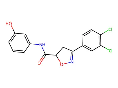 3-(3,4-dichlorophenyl)-N-(3-hydroxyphenyl)-4,5-dihydro-5-isoxazolecarboxamide structure