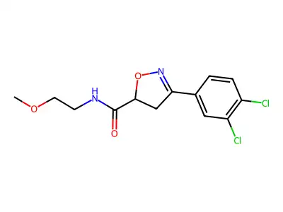 3-(3,4-dichlorophenyl)-N-(2-methoxyethyl)-4,5-dihydro-1,2-oxazole-5-carboxamide structure