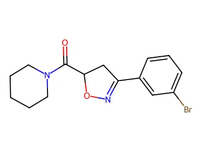 [3-(3-Bromophenyl)-4,5-dihydro-1,2-oxazol-5-yl]-piperidin-1-ylmethanone structure