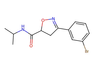 3-(3-bromophenyl)-N-propan-2-yl-4,5-dihydro-1,2-oxazole-5-carboxamide structure