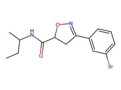 3-(3-bromophenyl)-N-butan-2-yl-4,5-dihydro-1,2-oxazole-5-carboxamide structure